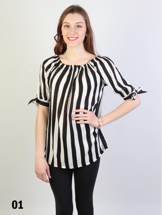 Off The Shoulder Fashion Top With Stripe Detail